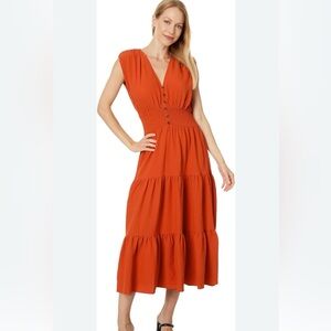 Calvin Klein Women's Gauze V-neck Tiered Skirt Dress Size 12